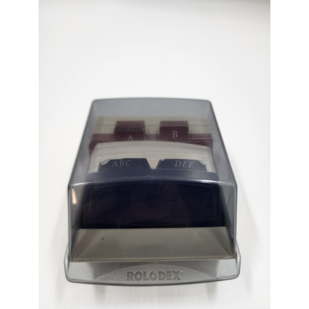 Vintage Rolodex S310C Desktop Card File Tan Smoke Cover Made in USA with Cards